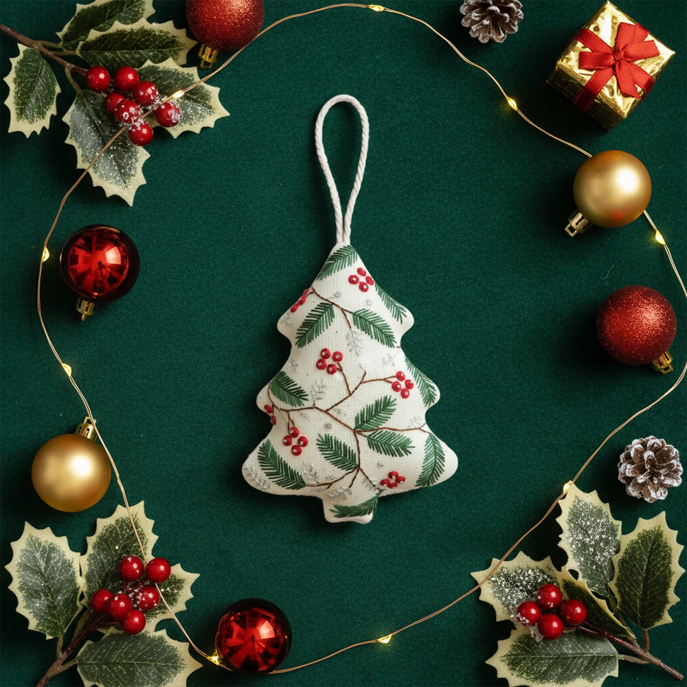 Rubbyoo Tree-shaped Embroidery Kit - Christmas Holly | Holiday Home Decoration | Diy Stitch Craft  - image 9