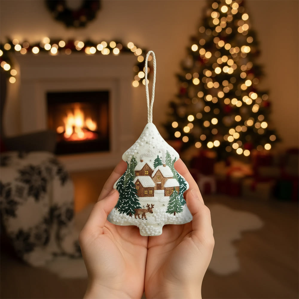 Rubbyoo Tree-shaped Embroidery Kit - Happy Town | Holiday Stitch Art |  Diy Christmas Gift - image 3