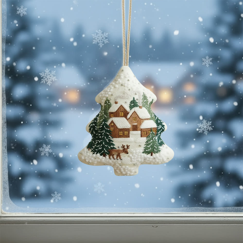Rubbyoo Tree-shaped Embroidery Kit - Happy Town | Holiday Stitch Art |  Diy Christmas Gift - image 2