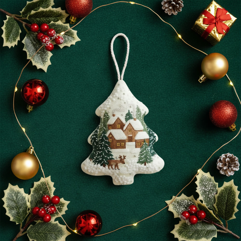 Rubbyoo Tree-shaped Embroidery Kit - Happy Town | Holiday Stitch Art |  Diy Christmas Gift - image 9