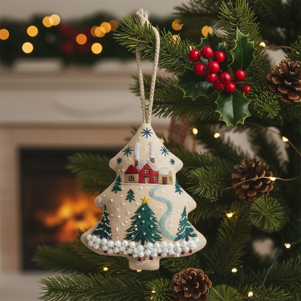 Rubbyoo Tree-shaped Embroidery Kit - Christmas Tree | Diy Christmas Pendant | Unique Gift Idea - 6 inches hoop kit - image 1