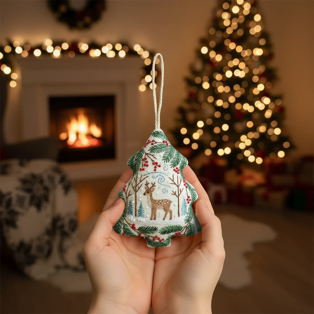 Rubbyoo Tree-shaped Embroidery Kit - Christmas Deer | Winter Animal Craft | Diy Holiday Craft - image 2