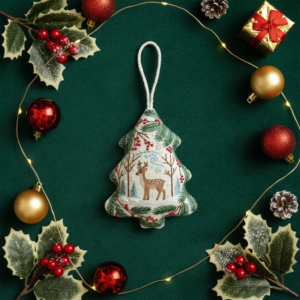 Rubbyoo Tree-shaped Embroidery Kit - Christmas Deer | Winter Animal Craft | Diy Holiday Craft - image 10