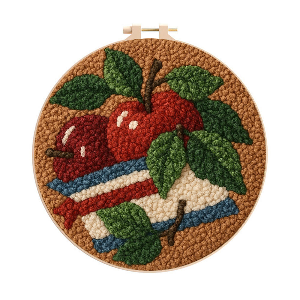 Apple Harvest Punch Needle Kit – Beginner Project | Thoughtful Handmade Gift Idea - 8 inch Hoop Kit - image 1