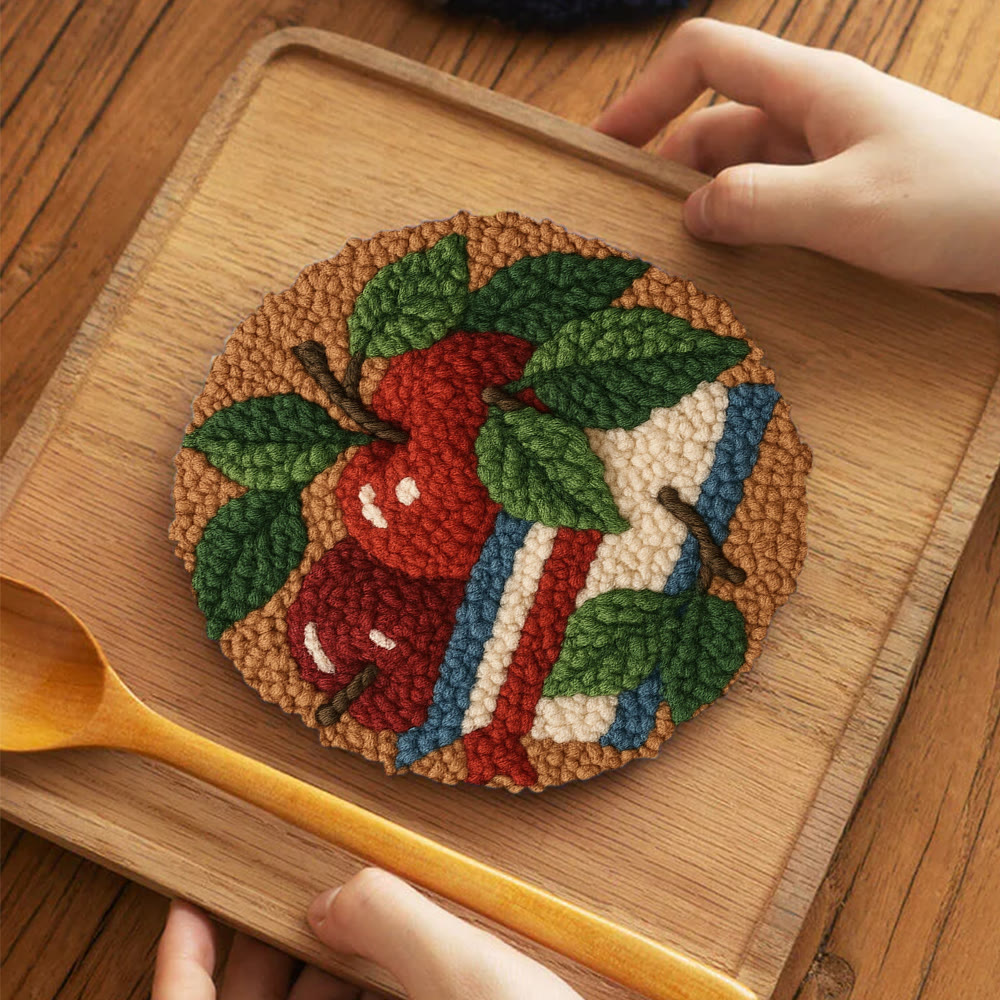 Apple Harvest Punch Needle Kit – Beginner Project | Thoughtful Handmade Gift Idea - 5 inch Coaster Kit - image 4