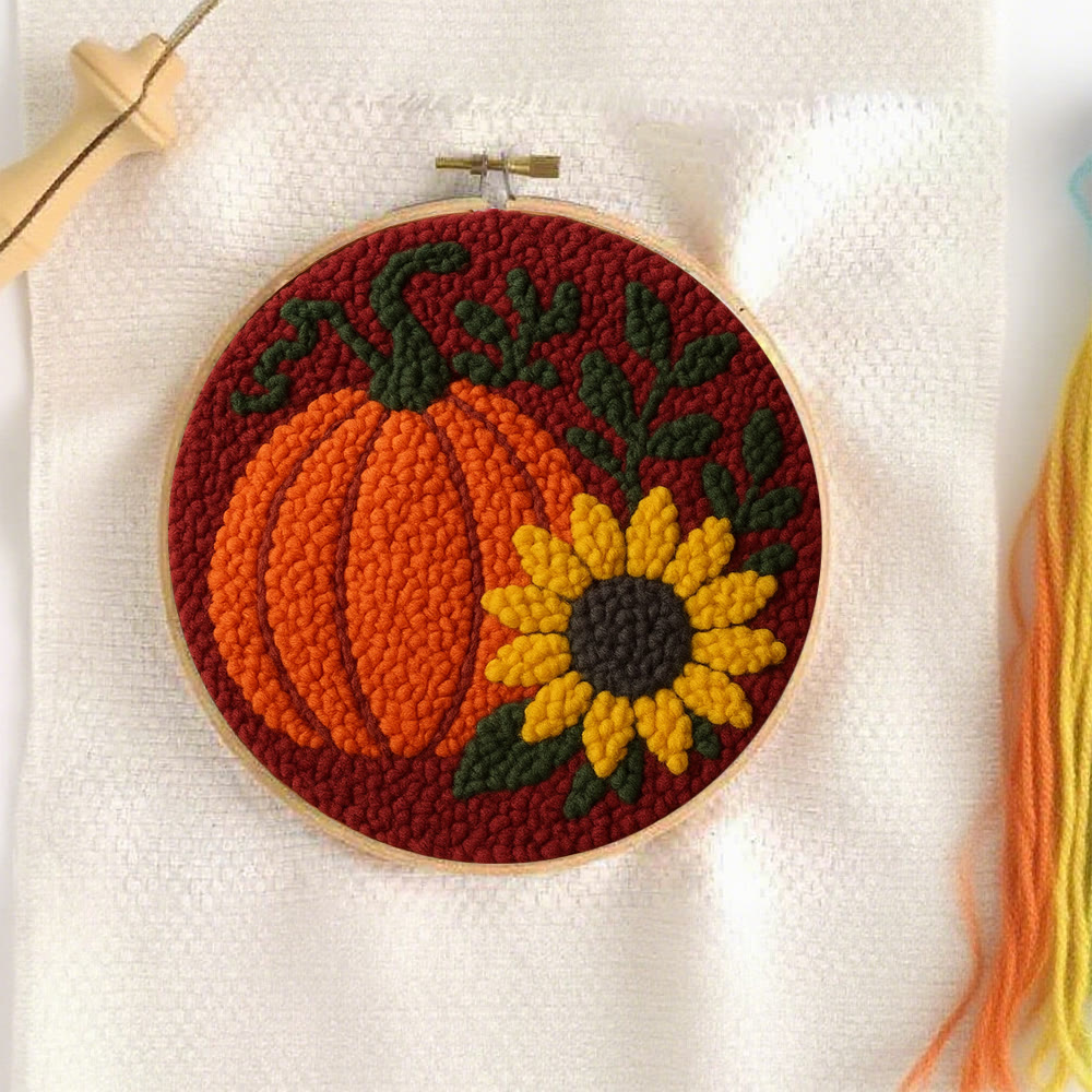 Harvest Pumpkin Punch Needle Kit – Easy Diy Project | Vibrant Fall Handmade Decoration - image 2