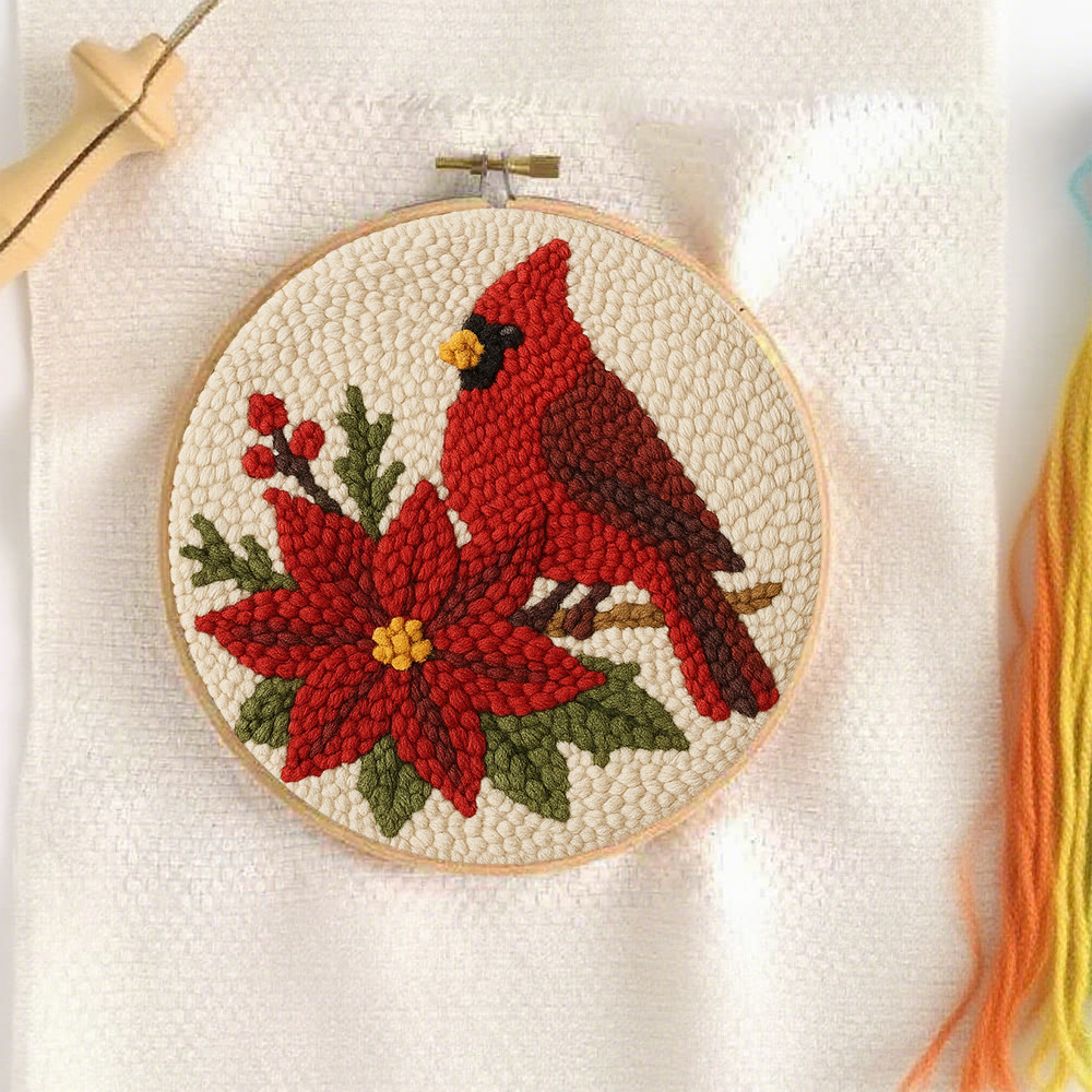 Cardinal Punch Needle Kit – Beginner-Friendly Project | Festive Winter Home Piece - image 2