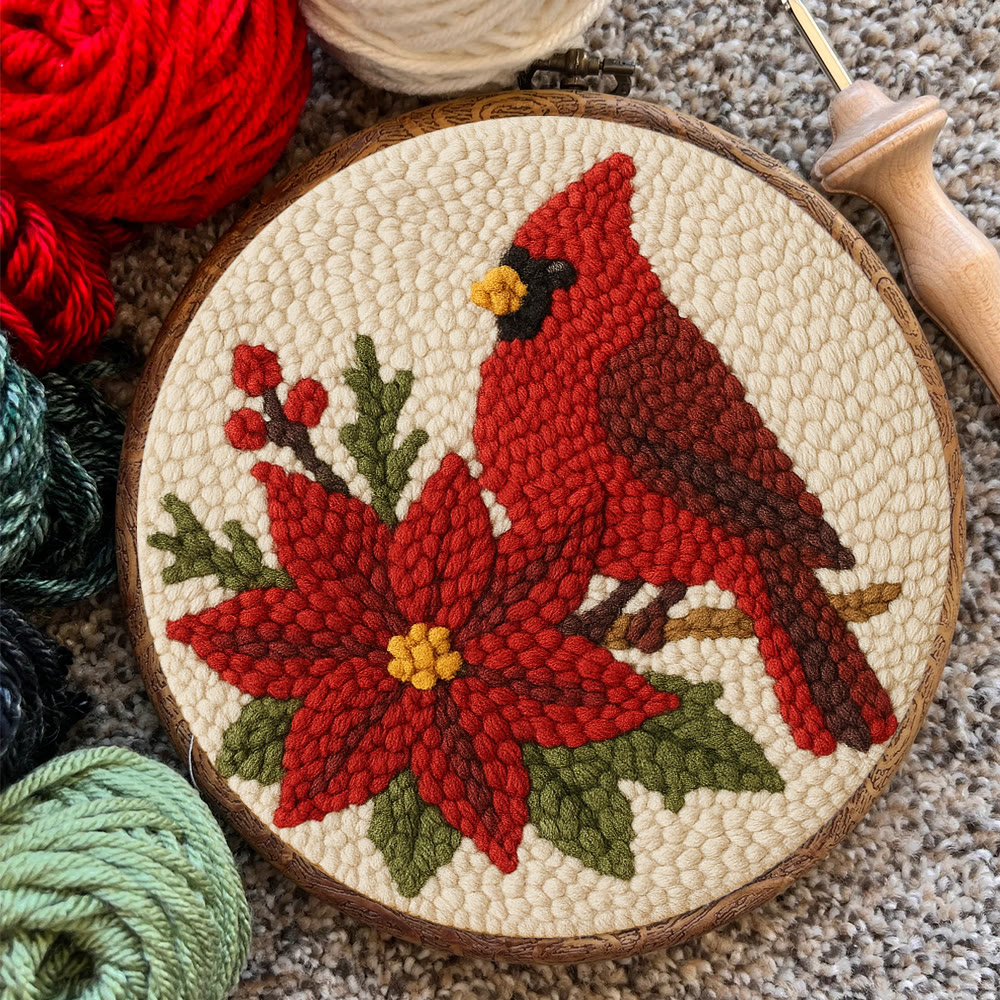 Cardinal Punch Needle Kit – Beginner-Friendly Project | Festive Winter Home Piece - image 8