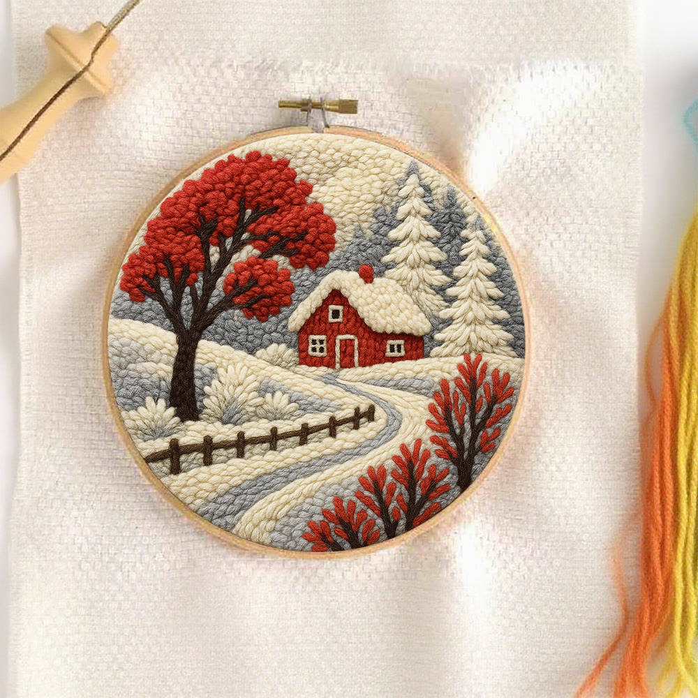 Winter Cottage Punch Needle Kit – Perfect Gift for Craft Lovers | Scenic Handmade Home Decor - image 2