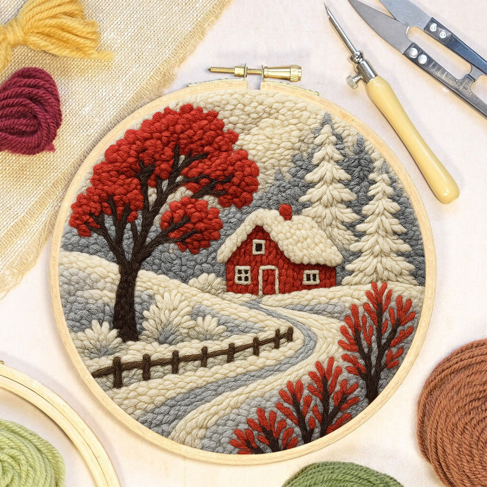 Winter Cottage Punch Needle Kit – Perfect Gift for Craft Lovers | Scenic Handmade Home Decor - image 3