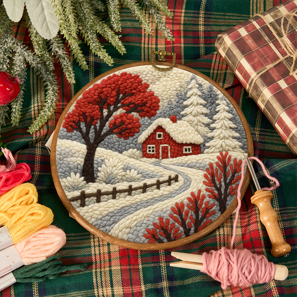 Winter Cottage Punch Needle Kit – Perfect Gift for Craft Lovers | Scenic Handmade Home Decor - image 12