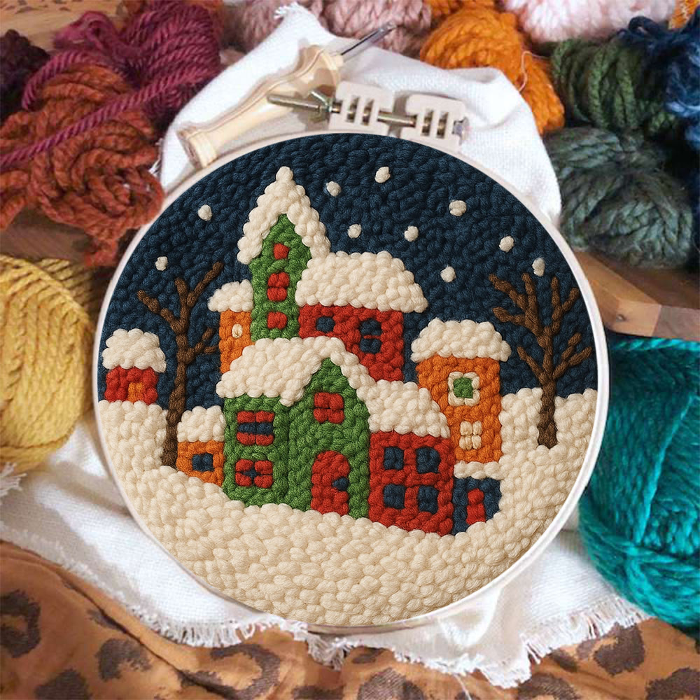 Winter Village Punch Needle Kit – Easy Beginner DIY Set | Winter Home Accent - image 3