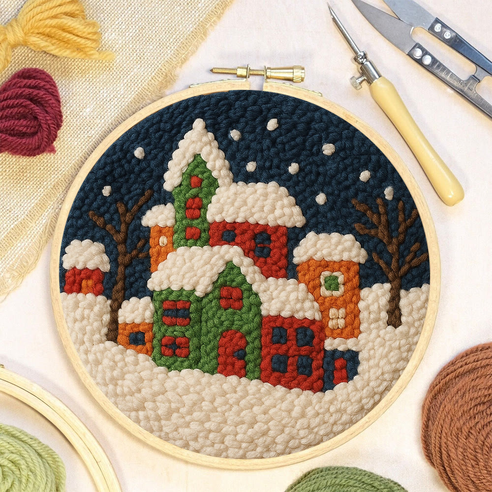 Winter Village Punch Needle Kit – Easy Beginner DIY Set | Winter Home Accent - image 2