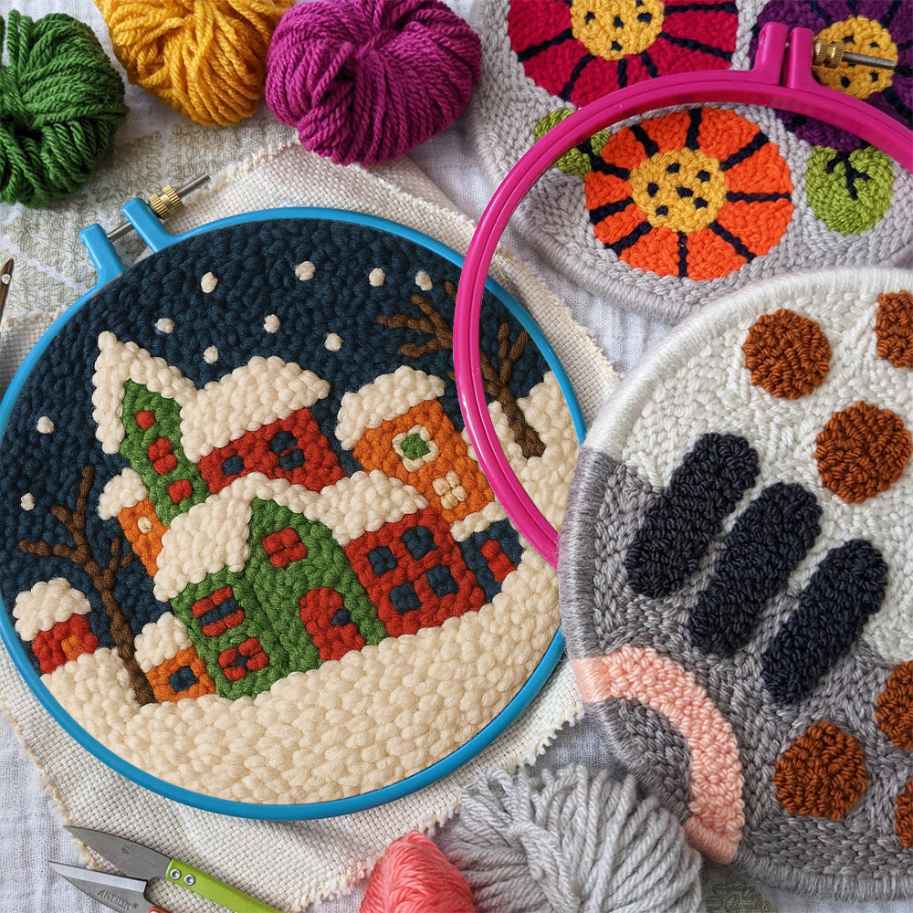 Winter Village Punch Needle Kit – Easy Beginner DIY Set | Winter Home Accent - image 11