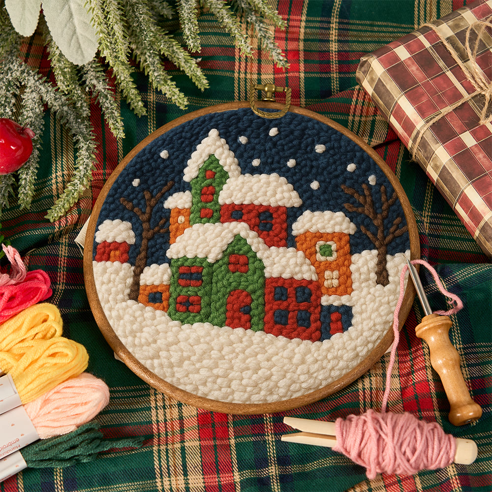 Winter Village Punch Needle Kit – Easy Beginner DIY Set | Winter Home Accent - image 12