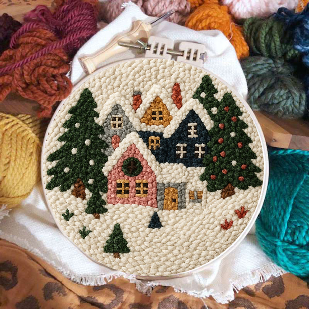 Snowy Village Punch Needle Kit – Simple DIY Project | Cozy Holiday Display - image 3
