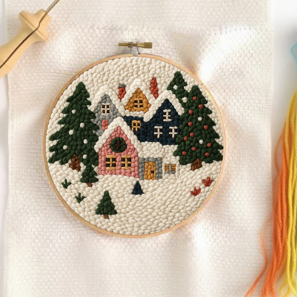 Snowy Village Punch Needle Kit – Simple DIY Project | Cozy Holiday Display - image 2