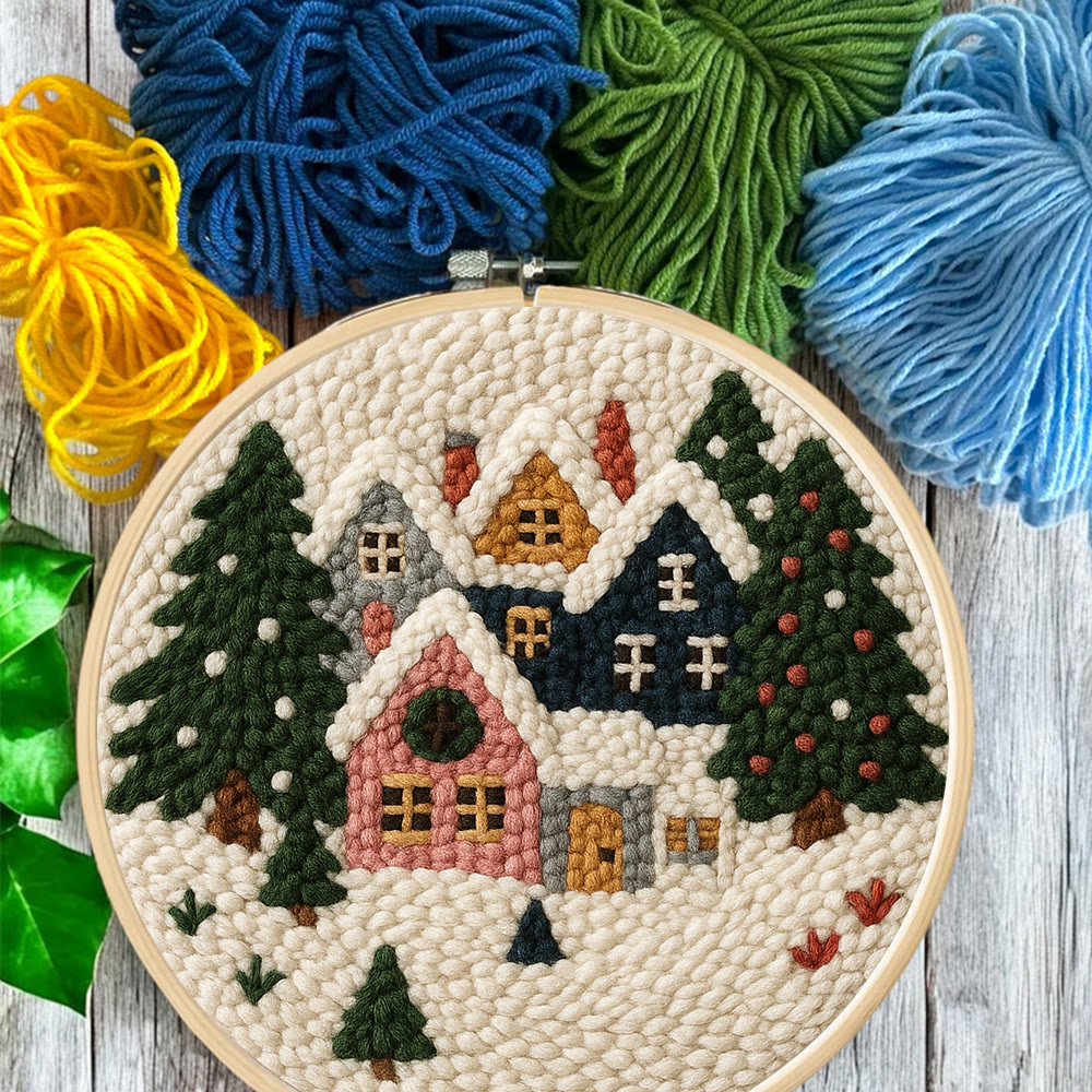 Snowy Village Punch Needle Kit – Simple DIY Project | Cozy Holiday Display - image 7