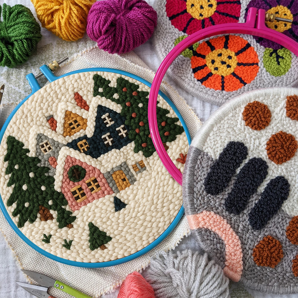 Snowy Village Punch Needle Kit – Simple DIY Project | Cozy Holiday Display - image 10