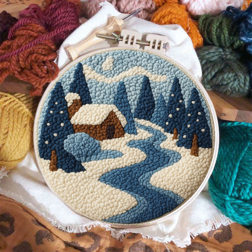 Winter Cabin Punch Needle Kit – Ideal Gift For Nature Lovers | Cozy Handmade Winter Portrait - image 2