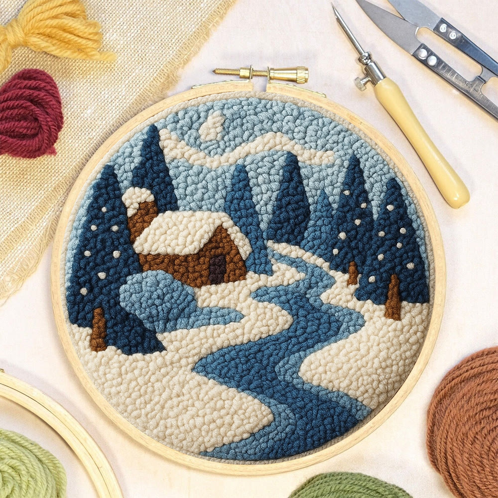 Winter Cabin Punch Needle Kit – Ideal Gift For Nature Lovers | Cozy Handmade Winter Portrait - image 3