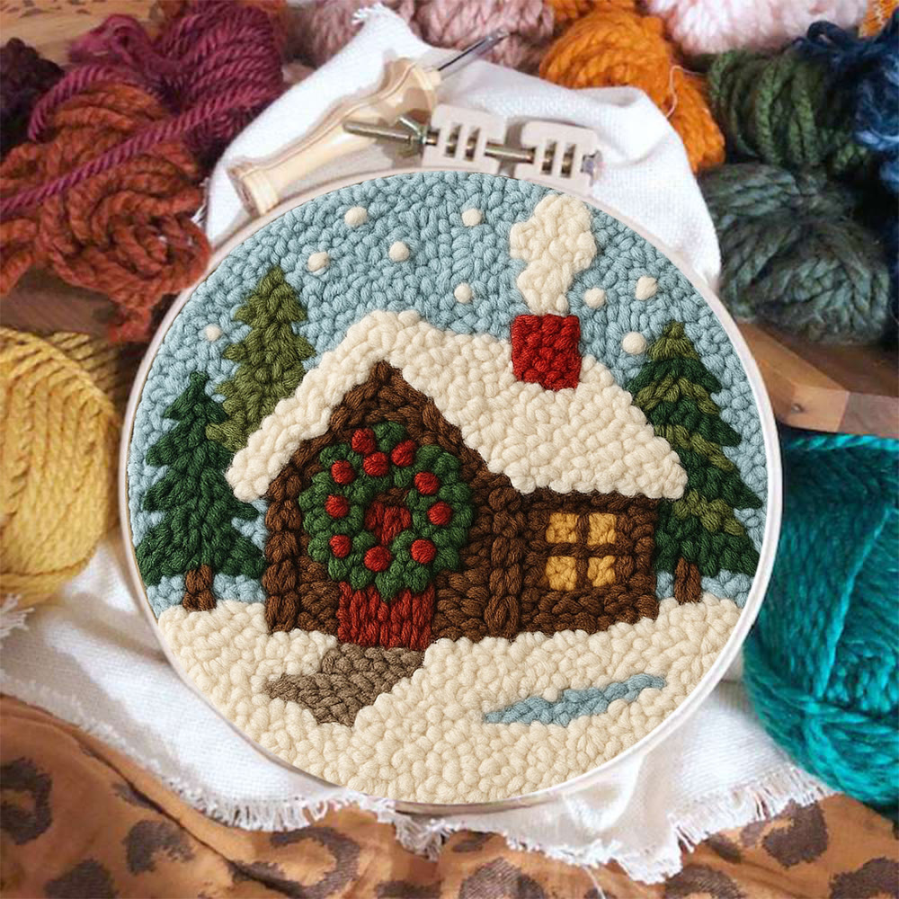 Winter Cabin Punch Needle Kit – Ideal Holiday Gift | Warm Handmade Winter Accent - image 3