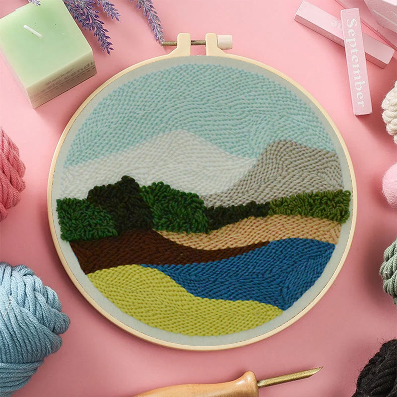 Serene Landscape Punch Needle Kit – Peaceful DIY Project | Relaxing Nature-Inspired Wall Art - image 8