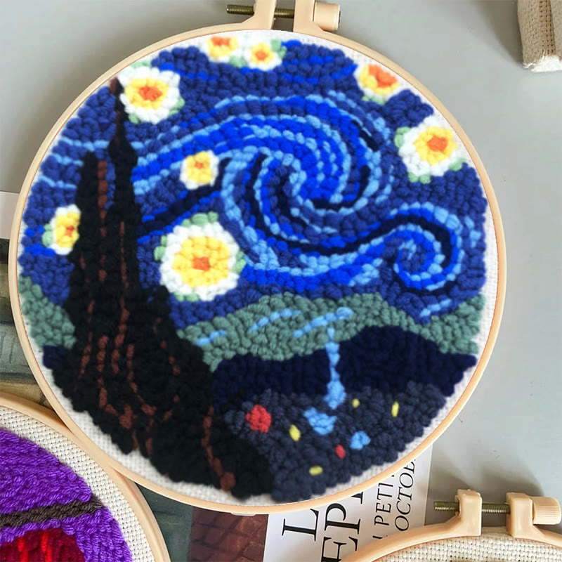 Starry Night Punch Needle Kit – Artistic DIY Design | Expressive Handmade Home Accent - image 8