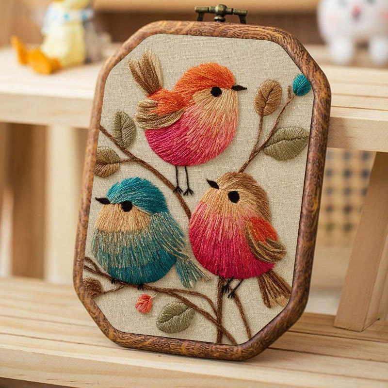 Rubbyoo Embroidery Kit - Vibrant Birds | Animal Hoop Art | Handmade Room Ornament - image 2