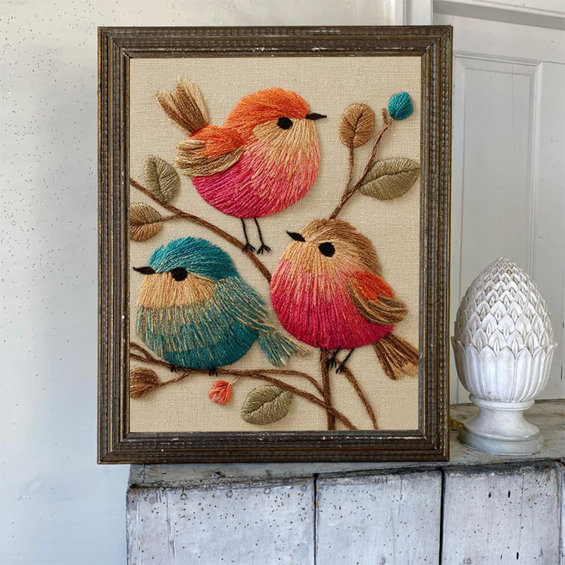 Rubbyoo Embroidery Kit - Vibrant Birds | Animal Hoop Art | Handmade Room Ornament - image 7