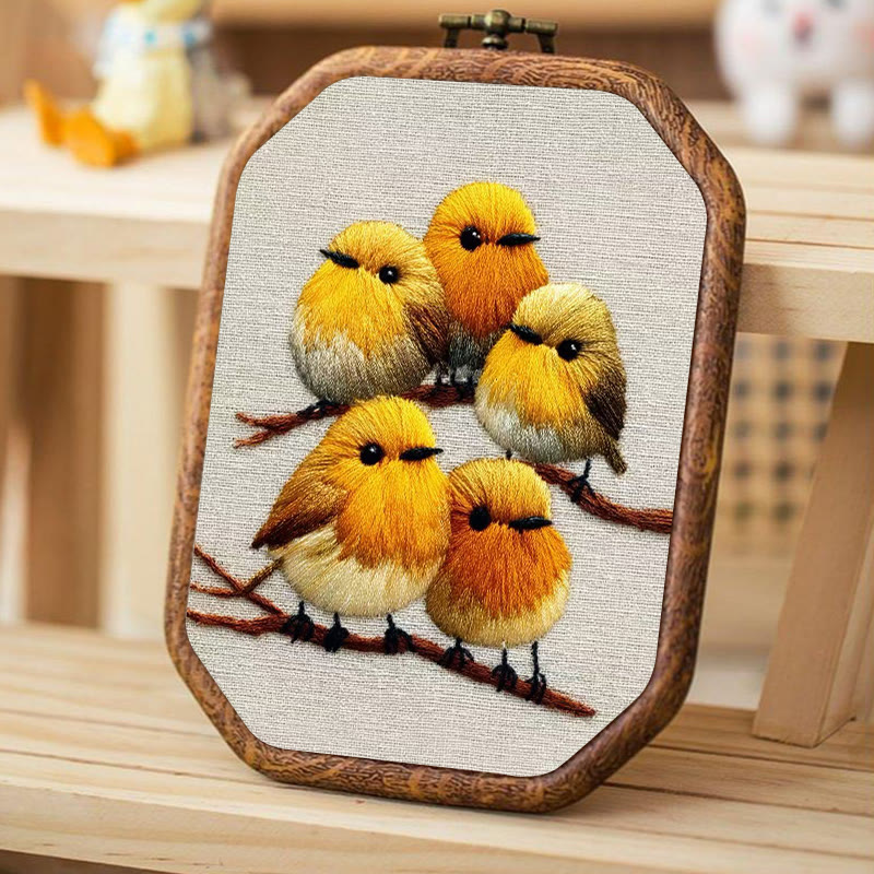 Rubbyoo Embroidery Kit - Yellow Birds On Branch | Unique Embroidery Art | Diy Holiday Gift - image 2