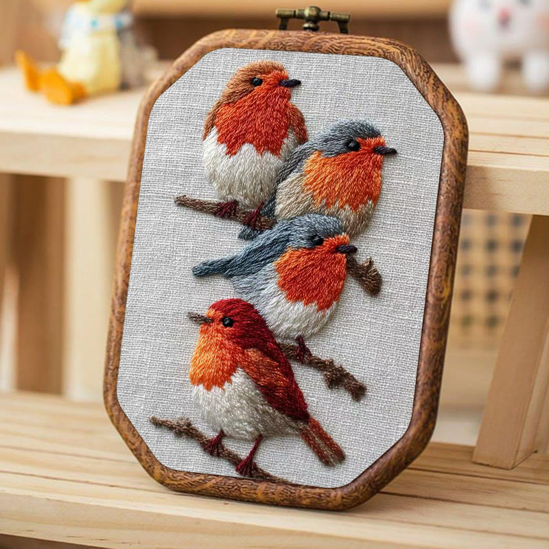 Rubbyoo Embroidery Kit - Robin Birds | Diy Animal Craft | Gifts For Bird Lovers - image 2