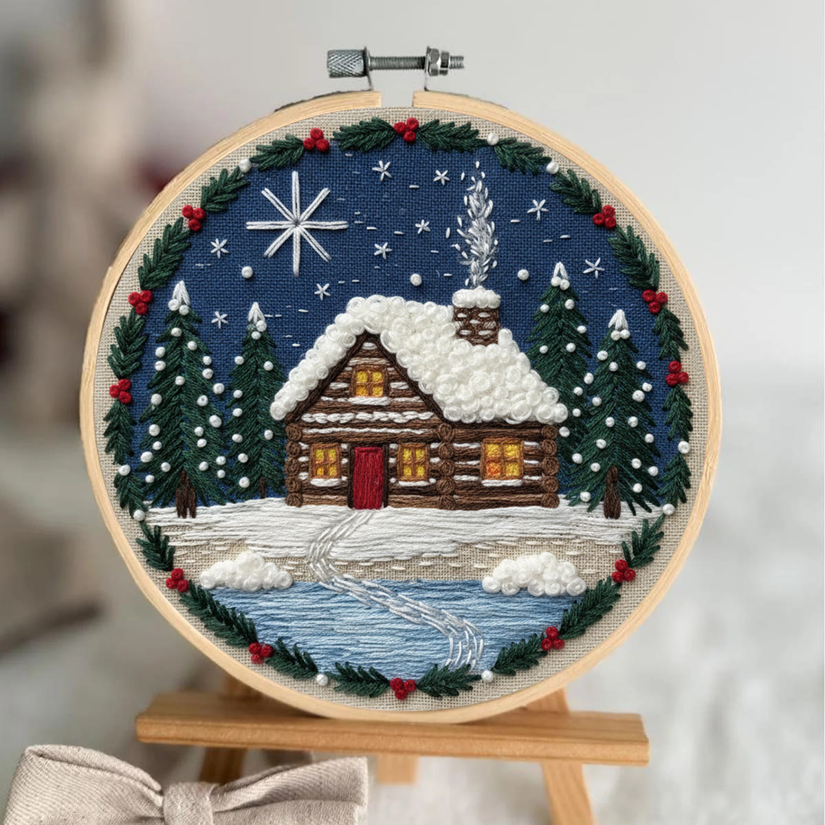 Rubbyoo Embroidery Kit - Christmas Snow Scene | Stitch Art For Beginner | Perfect Wall Hanging  - image 2