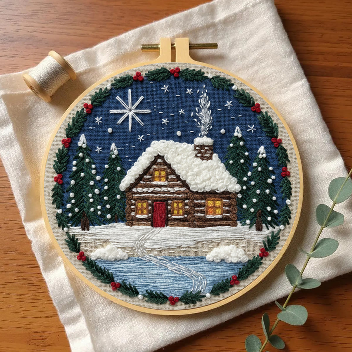 Rubbyoo Embroidery Kit - Christmas Snow Scene | Stitch Art For Beginner | Perfect Wall Hanging  - image 4