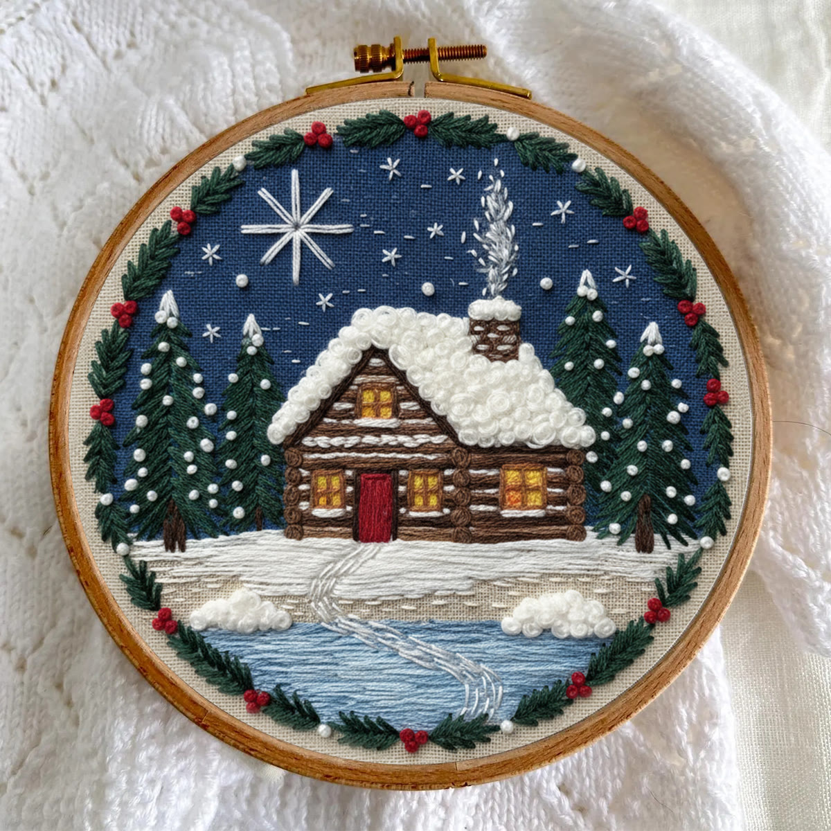 Rubbyoo Embroidery Kit - Christmas Snow Scene | Stitch Art For Beginner | Perfect Wall Hanging  - image 3