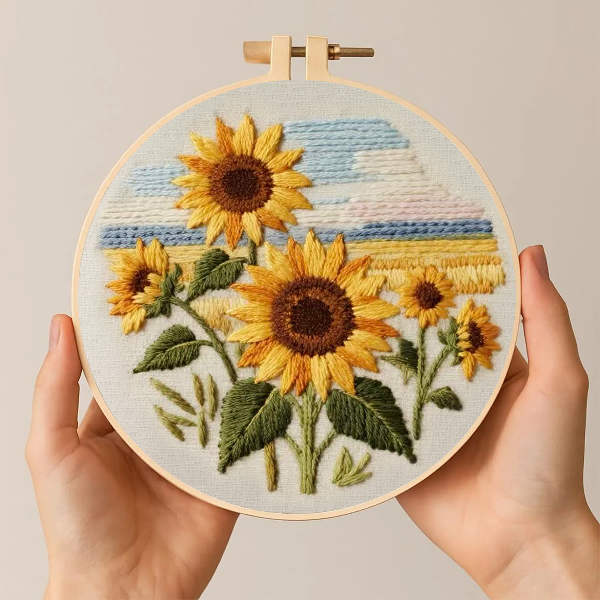 Rubbyoo Embroidery Kit - Seaside Sunflowers | Unique Desk Ornament | Perfect Birthday Gifts - image 2