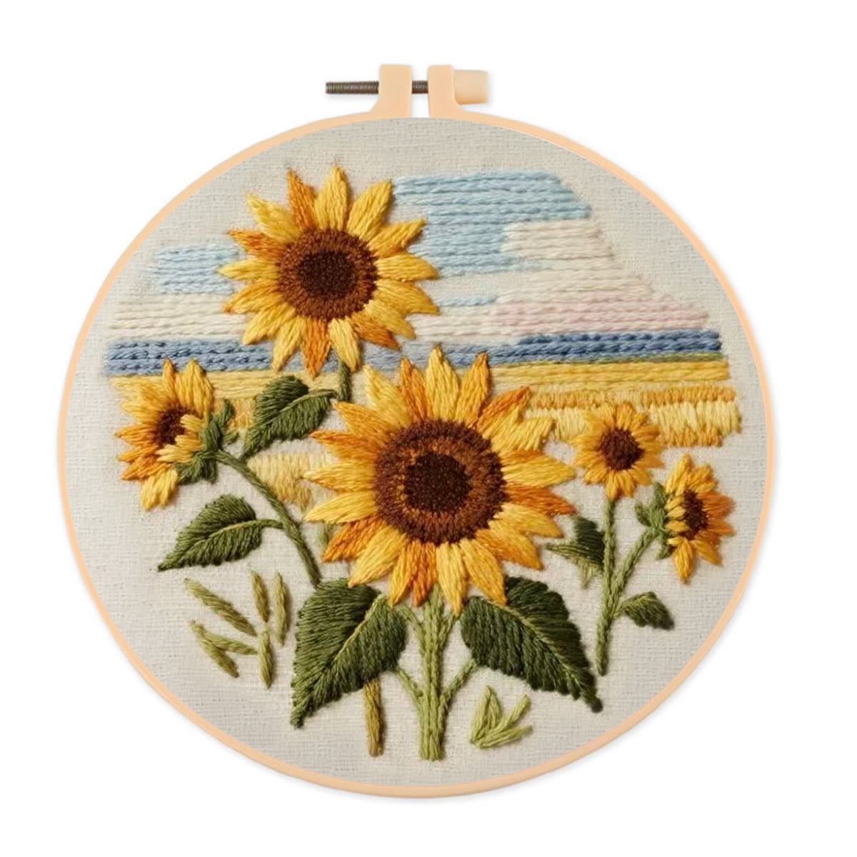 Rubbyoo Embroidery Kit - Seaside Sunflowers | Unique Desk Ornament | Perfect Birthday Gifts - 20*20cm - image 1