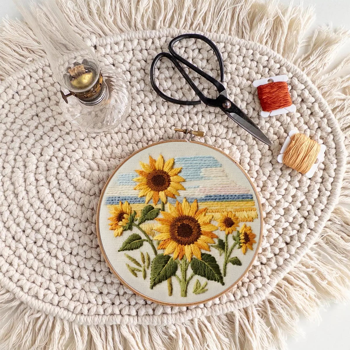 Rubbyoo Embroidery Kit - Seaside Sunflowers | Unique Desk Ornament | Perfect Birthday Gifts - image 8