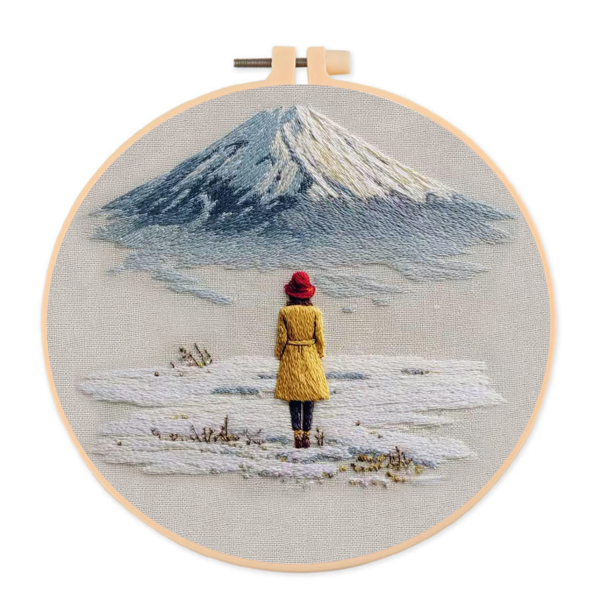 Rubbyoo Embroidery Kit - Snow Mountain | Diy Landscape Craft | Easy Stitch Hoop Art  - 20*20cm - image 1