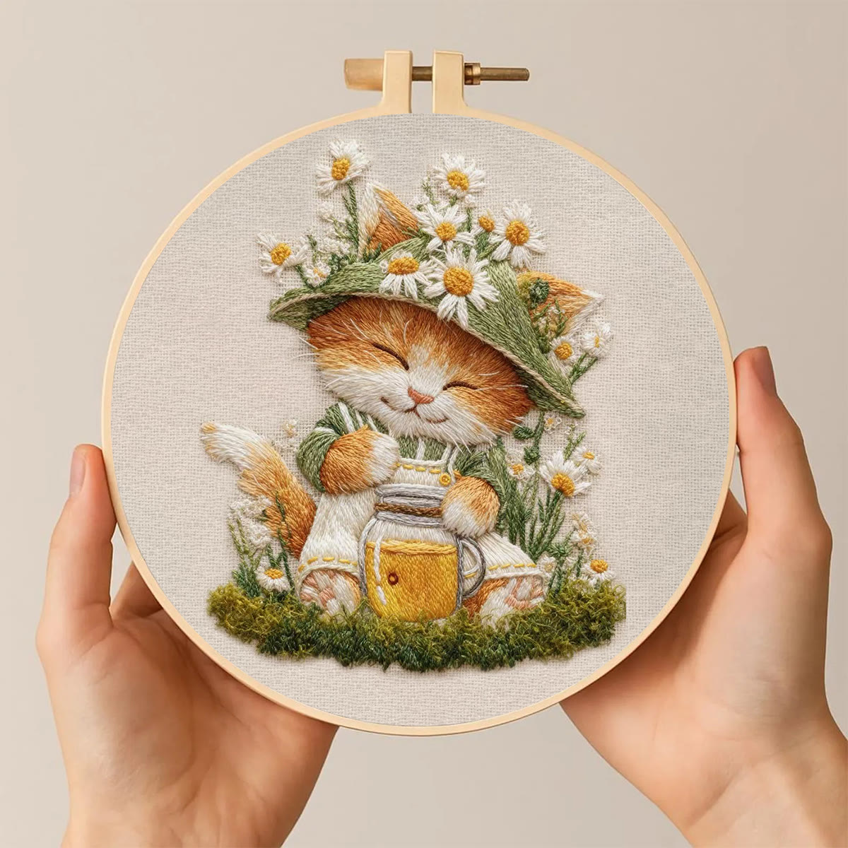 Rubbyoo Embroidery Kit - Floral Kitten | Lovely Animal Art | Gift For Home Decoration  - image 2