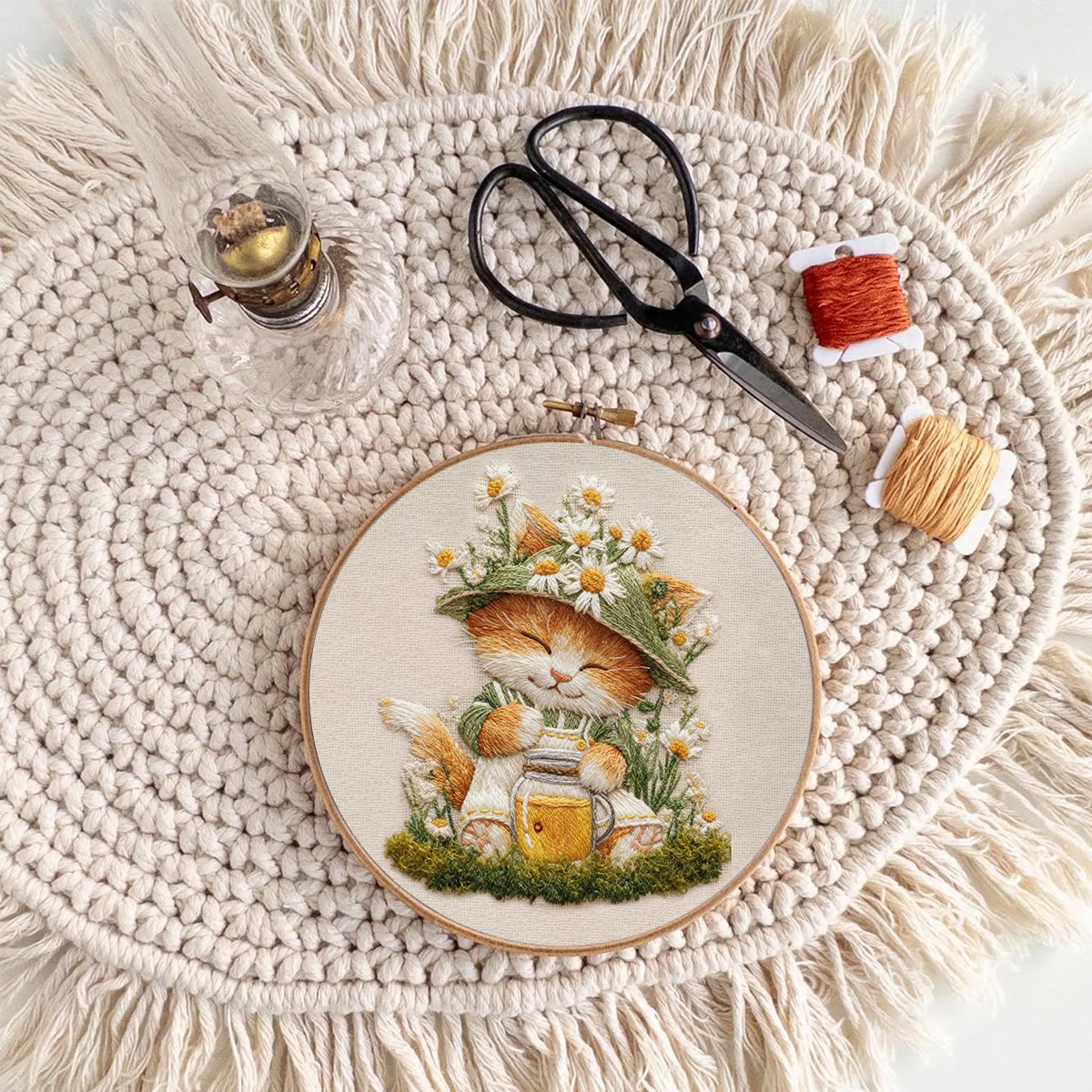 Rubbyoo Embroidery Kit - Floral Kitten | Lovely Animal Art | Gift For Home Decoration  - image 9