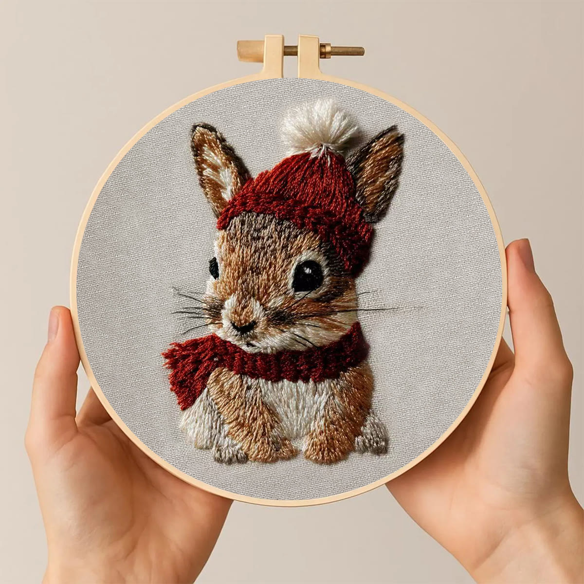 Rubbyoo Embroidery Kit - Christmas Bunny | Cute Animal Carft | Gift For Holiday Decor  - image 2