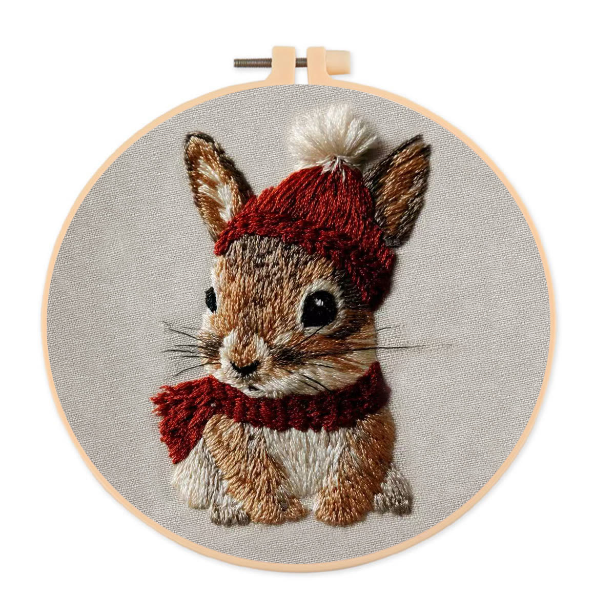 Rubbyoo Embroidery Kit - Christmas Bunny | Cute Animal Carft | Gift For Holiday Decor  - 20*20cm - image 1