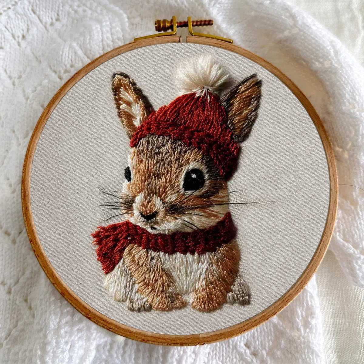 Rubbyoo Embroidery Kit - Christmas Bunny | Cute Animal Carft | Gift For Holiday Decor  - image 5