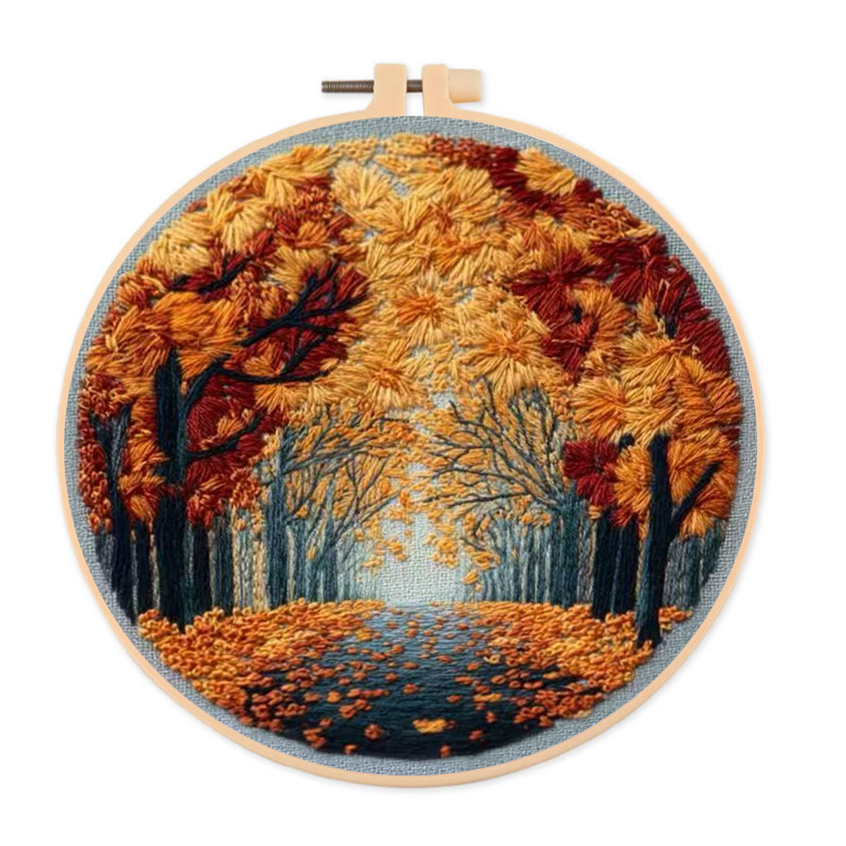 Rubbyoo Embroidery Kit - Autumn Scenery | Diy Landscape Craft | Personalized Wall Decoration  - 20*20cm - image 1