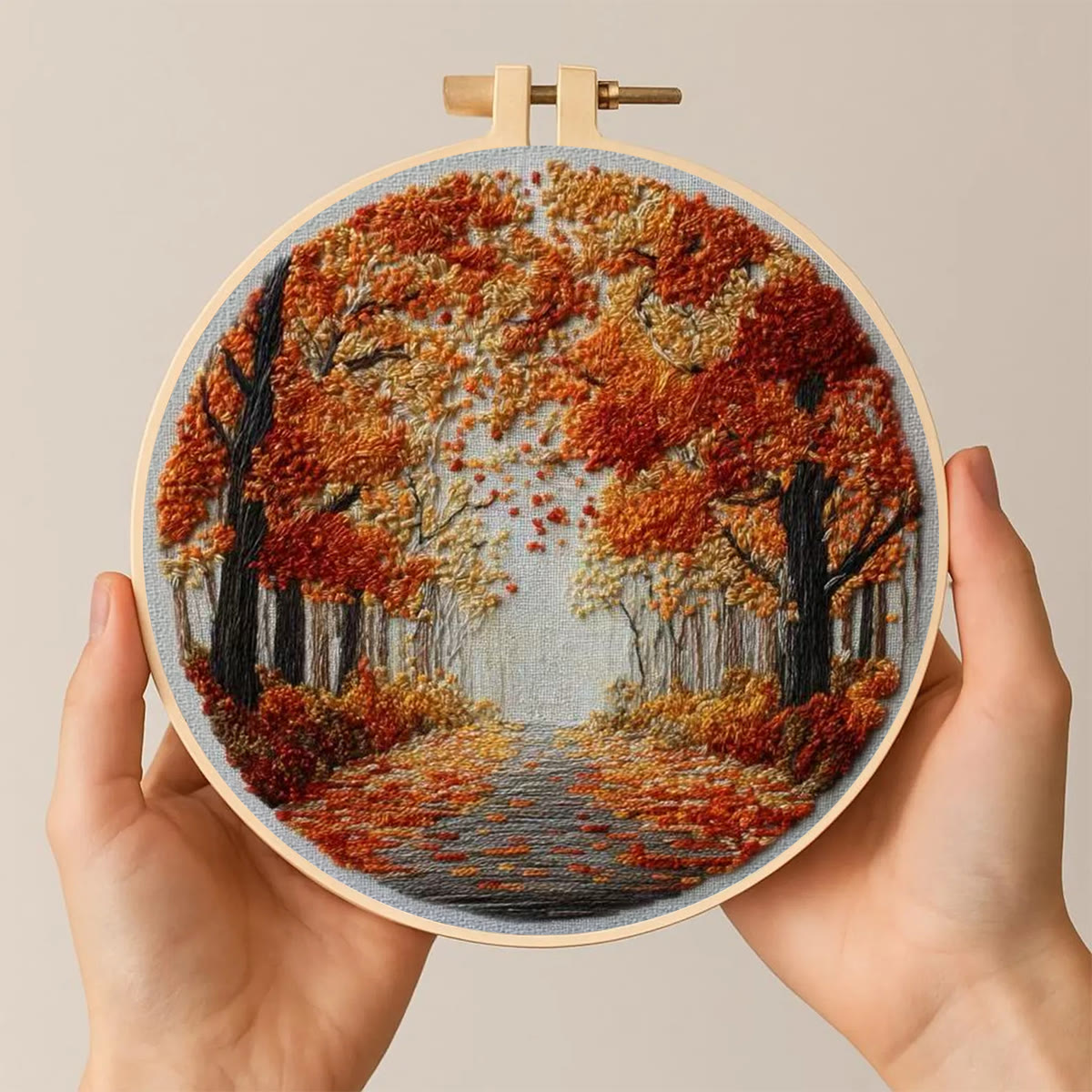 Rubbyoo Embroidery Kit - Fall Streets | Diy Hoop Art | Unique Landscape Needlecraft - image 2