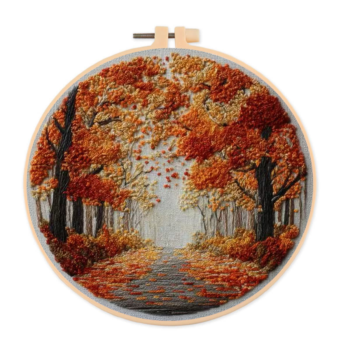 Rubbyoo Embroidery Kit - Fall Streets | Diy Hoop Art | Unique Landscape Needlecraft - 20*20cm - image 1