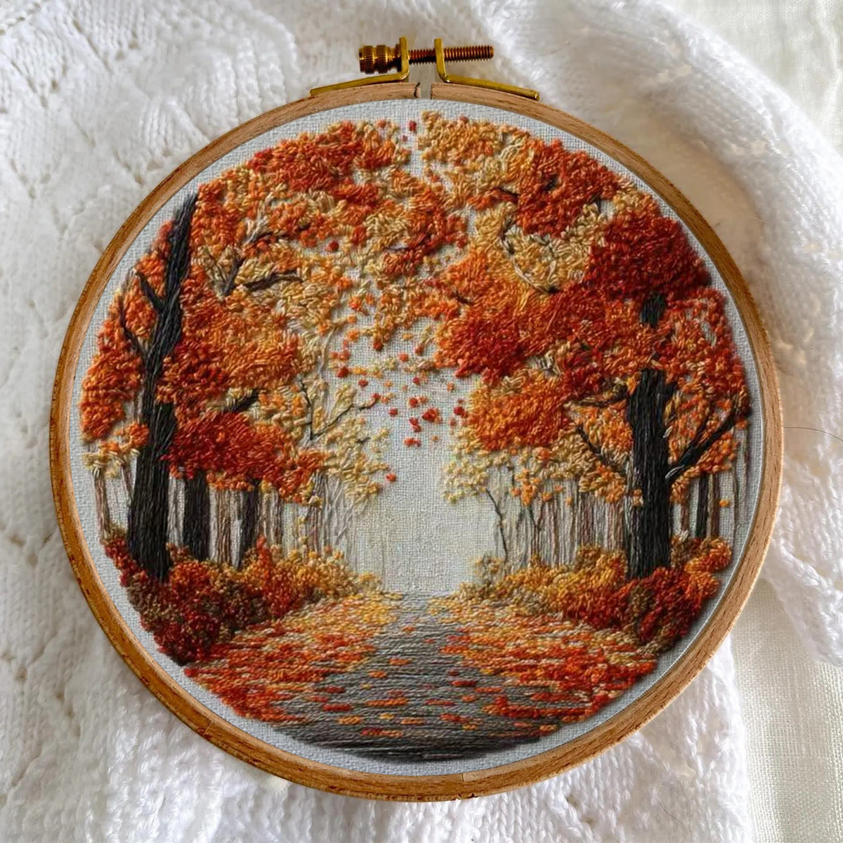 Rubbyoo Embroidery Kit - Fall Streets | Diy Hoop Art | Unique Landscape Needlecraft - image 5