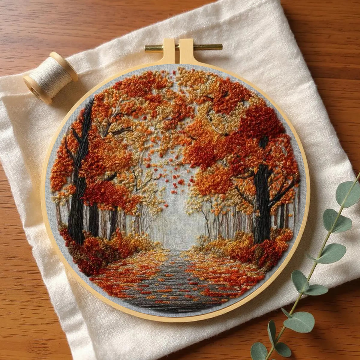 Rubbyoo Embroidery Kit - Fall Streets | Diy Hoop Art | Unique Landscape Needlecraft - image 4