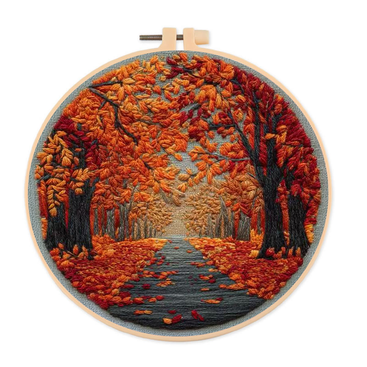 Rubbyoo Embroidery Kit - Autumn View | Nature Needle Art | Handmade Desk Decor - 20*20cm - image 1